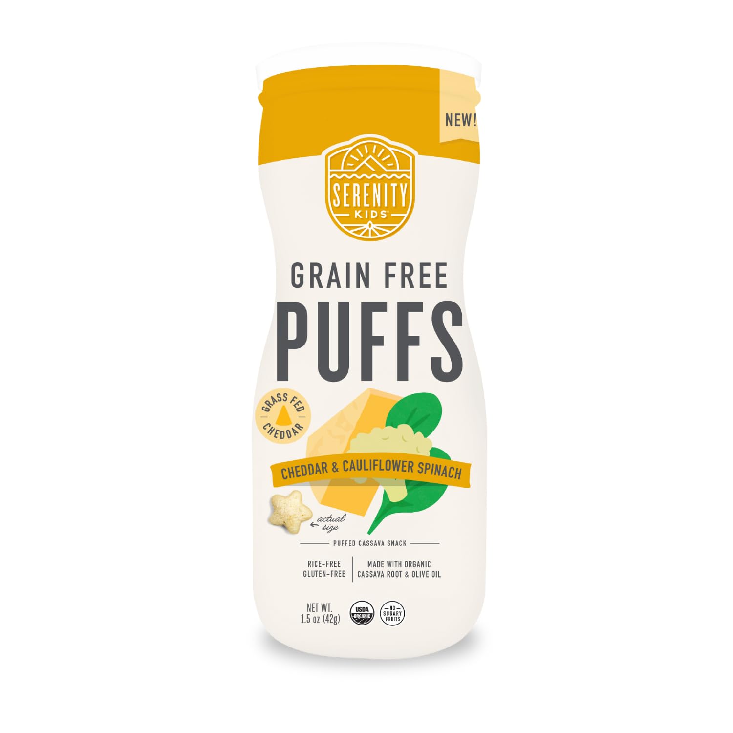Serenity Kids 6+ Months Grain Free Puffs Toddler & Baby Snack | No Added Sugar, Gluten & Rice Free, Allergen Free | Made With Or