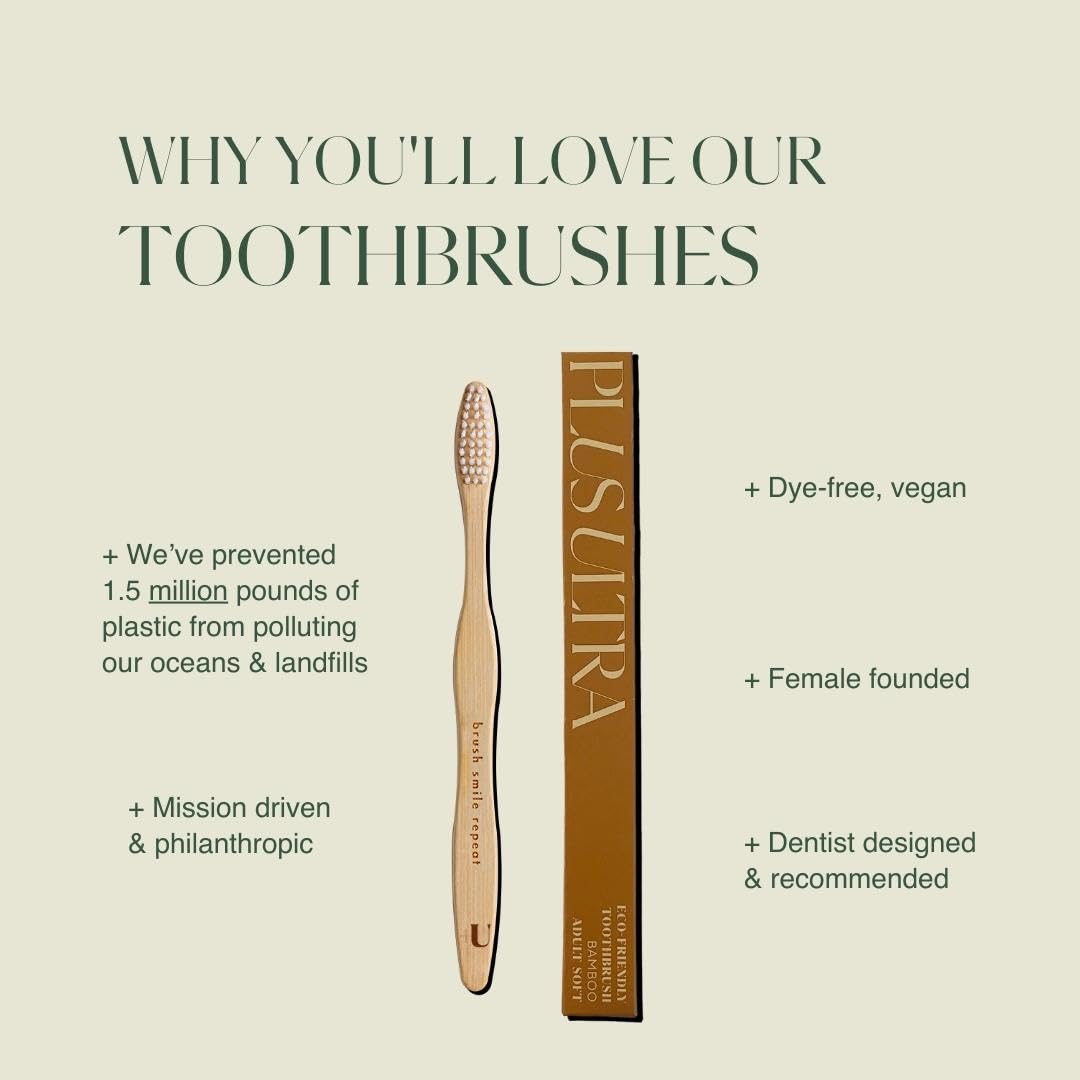 Plus Ultra Bamboo Toothbrush - Bpa Free Soft Bristle Toothbrush For Adults - Dentist-Approved All-Natural Toothbrush With Brush