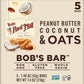 Bobs Red Mill Peanut Butter Coconut & Oats Bar, 5 Count, Non-GMO, Gluten Free, Kosher, Model P110879