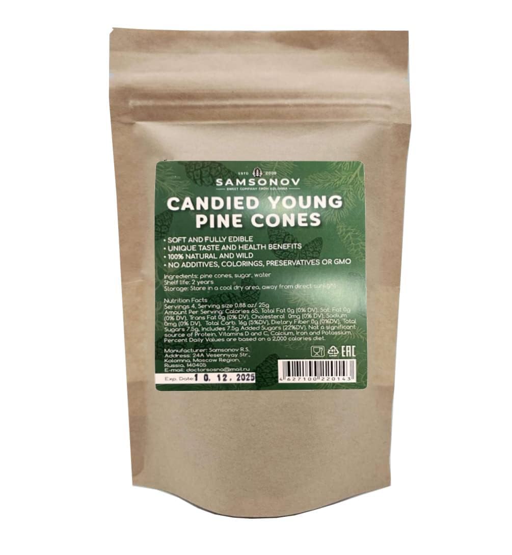 Samsonov & Partners Candied Young Pine Cones Siberian Delicacy 100G/ 3.53Oz (100G/ 3.53Oz)