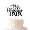 Keoysek Feliz Cumpleanos Papa Cake Topper for Father's Day Party Decor, black Glitter Happy Birthday Father Cake Topper, Spanish