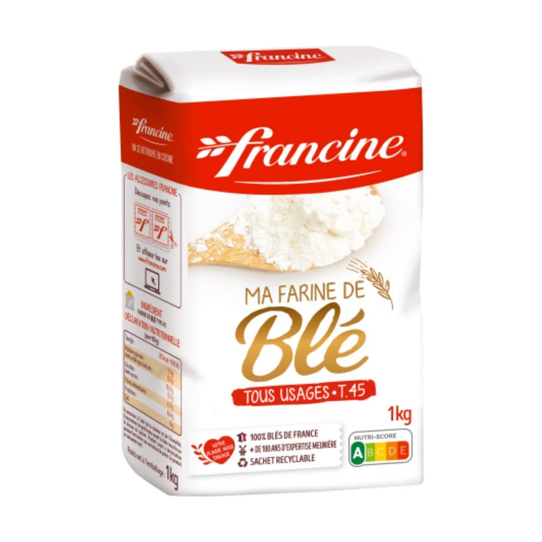 Francine Farine De Ble Tous Usages - French All Purpose Wheat Flour - 2.2 Lbs (2 Of Pack)