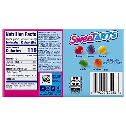 SweeTARTS Mini Chewy Candy, 3.75 Ounce Theater Candy Boxes (Pack of 24)