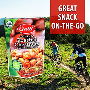 Galil Organic Roasted Chestnuts, Pack Of 6, 3.5 Oz Bags, Shelled Chestnut, Chestnuts Roasted Peeled