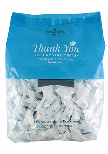 Hospitality Mints Peppermint Ice Crystals, Individually Wrapped With Thank You Message, 26 Ounce