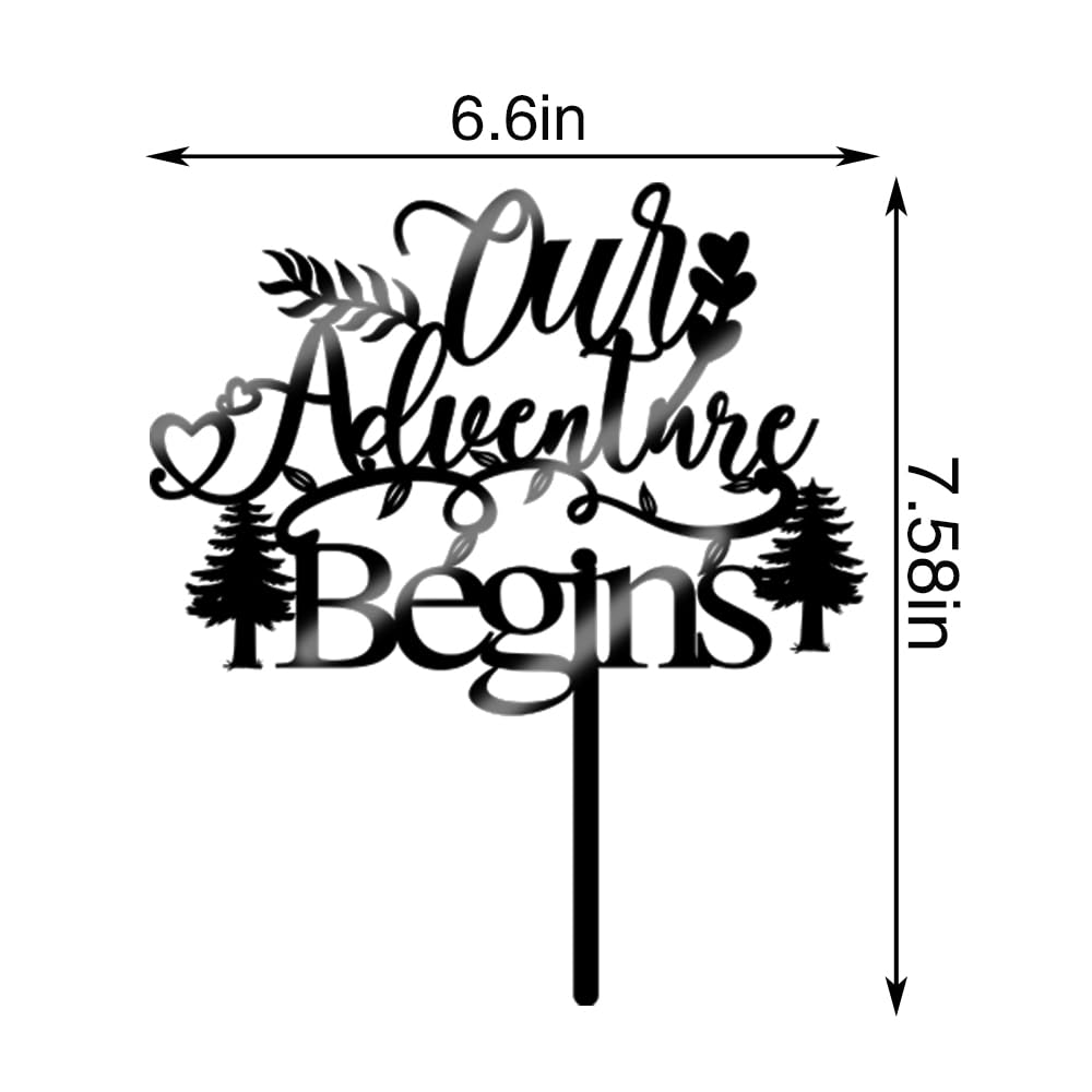 Qertesl Best Adventure Yet Cake Topper - Wedding & Travel Cake Decors, Rustic Adventure Awaits Party Decoration Supplies
