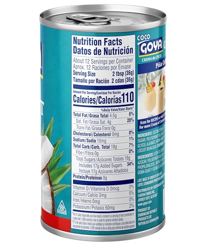 Goya Foods Cream of Coconut, 15-Ounce (Pack of 24)