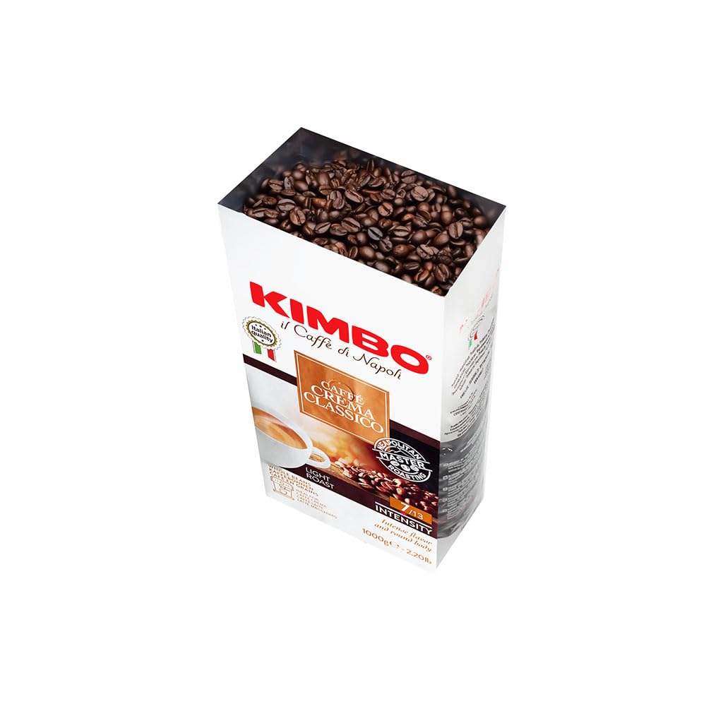 Kimbo Caffe Crema Classico Whole Bean Coffee - Blended And Roasted In Italy - Light Roast With Intense Flavor And Round Body - 2