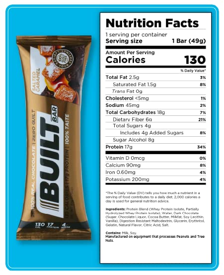 Built Bar High Protein Energy Bars Variety Pack - 12 Gluten-Free Flavors, Low Carb, Low Calorie, Low Sugar, Healthy Snack