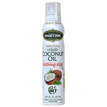 Mantova Coconut Oil Spray, 100% Pure Cooking Oil, Ideal For Healthy Keto Snacks, Baking, Grilling, And Seasoning - Versatile Dispenser For Spray, Drip, Or Stream With No Waste, 5 Oz
