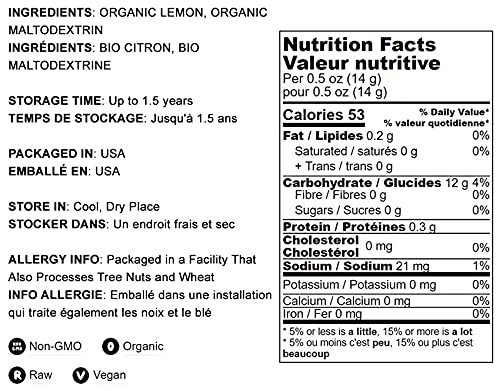 Food to Live Organic Lemon Powder, 2 Pounds - Non-GMO, Unsulfured, Made from Raw Dried Citrus Fruit, Vegan, Bulk, Great for Baki