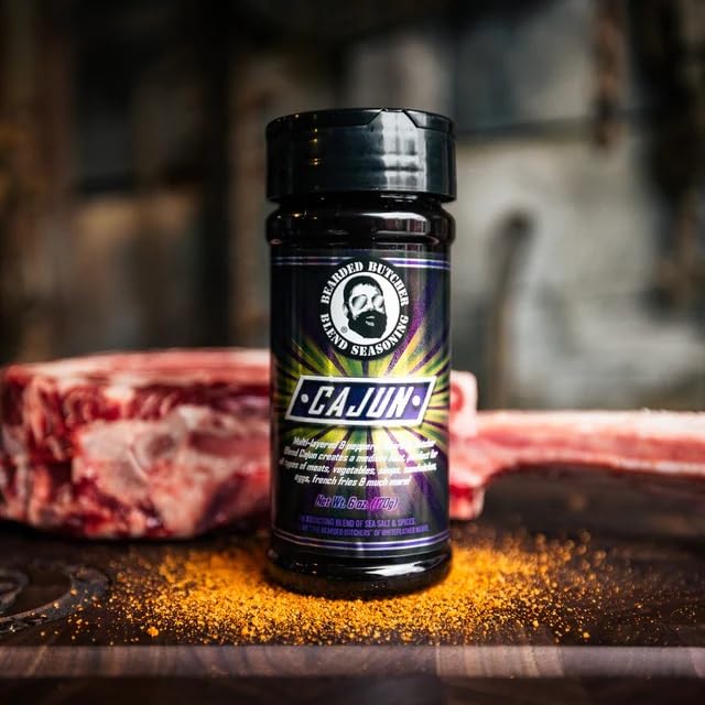 Bearded Butcher Blend Cajun Seasoning, 6 oz - Cajun Flavor with Medium Level Heat, Try it on Soup, Salad, Seafood, Chicken, Fish