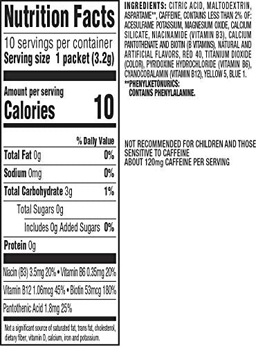 Happy Belly Drink Mix Singles, Strawberry, Caffeine, 1.1 Ounce, 120 Count (12 Packs of 10)