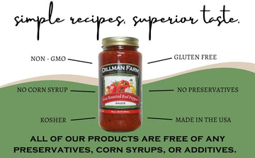 Dillman Farm All Natural Fire Roasted Red Pepper Pasta Sauce - Gluten-Free, Non-Gmo, Kosher, Vegan, Preservative-Free, Corn Syru