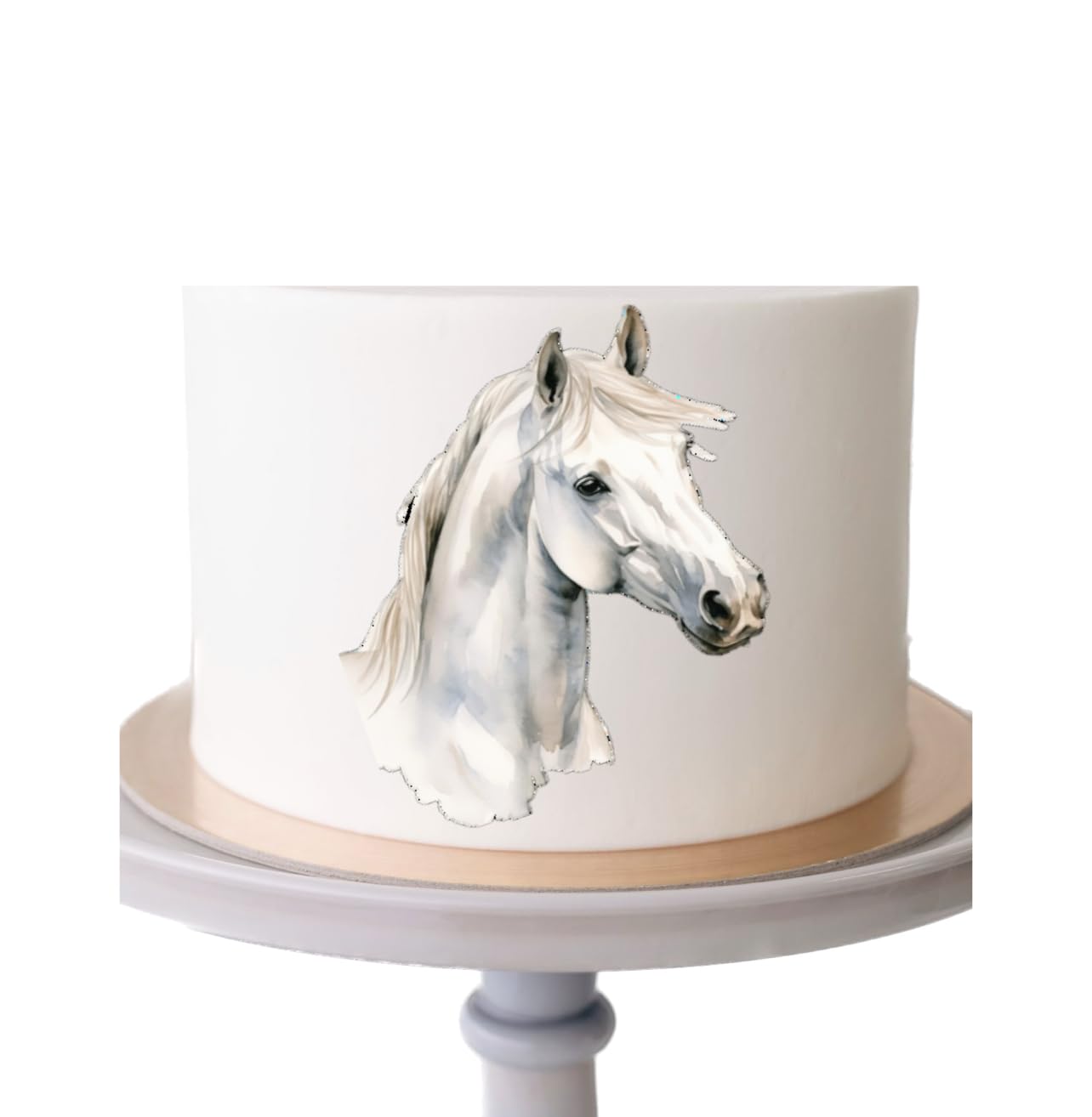 Generic Edible White Horse Cake Topper, Icing Sheet Design, 5 Inches Tall, Perfect for Cakes and Desserts