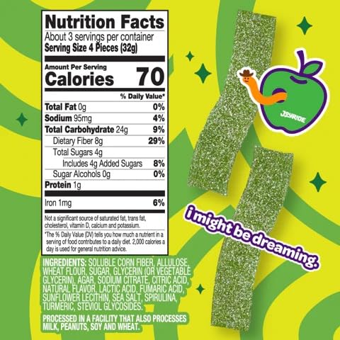 Joyride Uncommon Candy Sour Candy Strips - 3.5oz Plant-Based, Vegan, 80% Less Sugar - Sour Green Apple Flavor