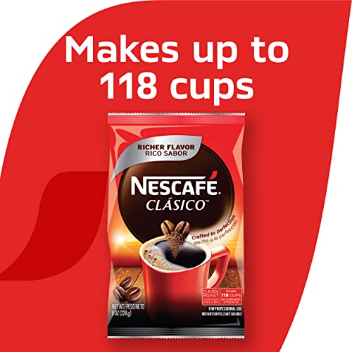 Nescafe Clasico Dark Roast Instant Coffee, 8 Oz Pouch