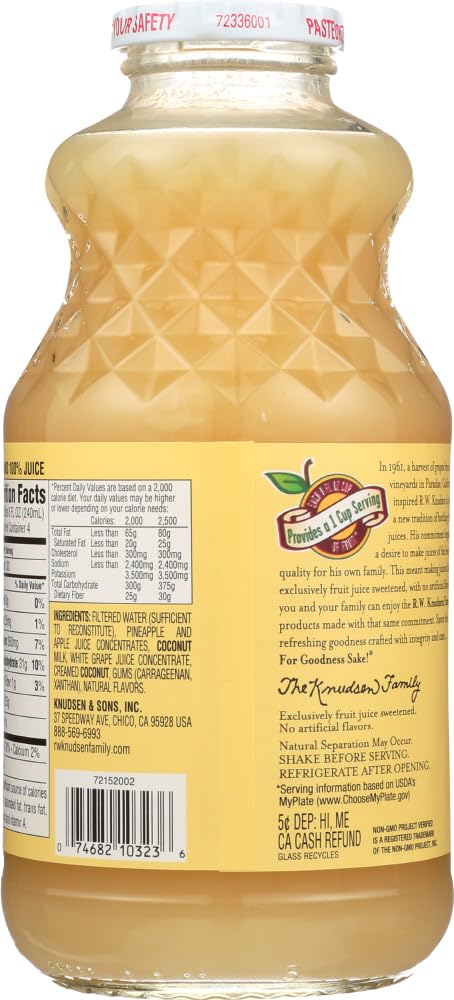 Knudsen Natural Pineapple Coconut Juice 32 Ounce -- 12 per case.