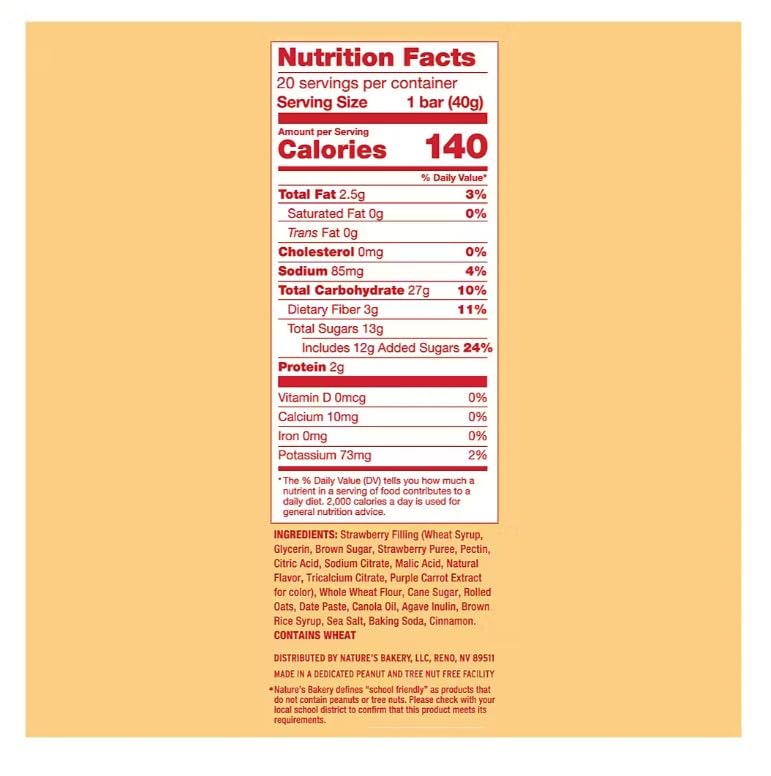 Natures Bakery Strawberry Oatmeal Cspirit-inspired flavorble Bars - 20 Bars (Pack of 2)
