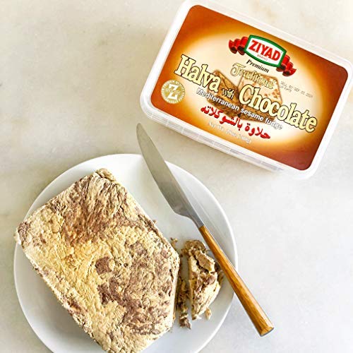 Ziyad Traditional Mediterranean Sesame Fudge Halva With Chocolate, Additives No Preservatives, 25 Oz