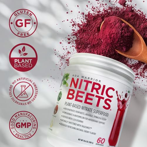KOA WARRIOR Beet Root Powder Drink Packets - Nitric Oxide Supplement with Spinach & Juices, 10.6 oz, 60 Servings