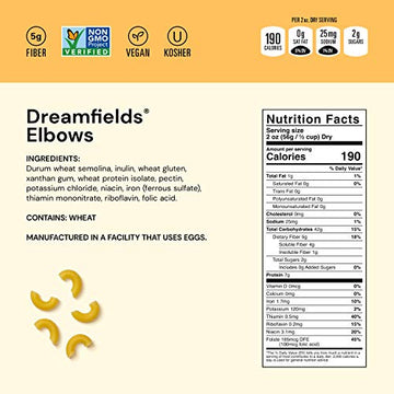 Dreamfields Healthy Pasta Living Elbows, 13.25-Ounce Boxes (Pack of 12)