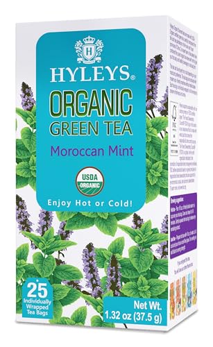Hyleys Organic Green Tea Moroccan Mint Flavor - 25 Tea Bags