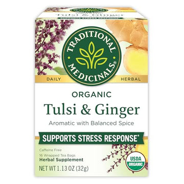 Traditional Medicinals Organic Tulsi & Ginger Herbal Tea, (Pack of 1) - 16 Tea Bags