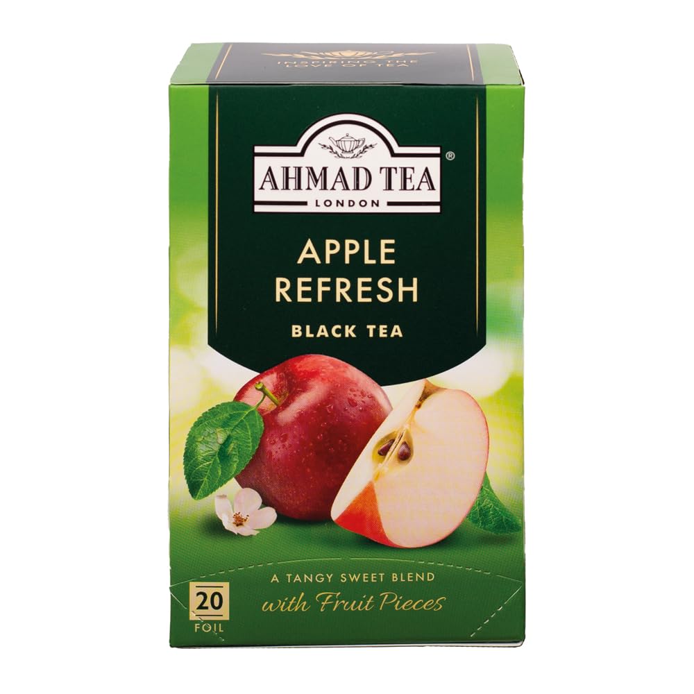 Ahmad Tea Black Tea Teabags, Apple Refresh, 20 Count (Pack of 6), Caffeinated, Sugar-Free