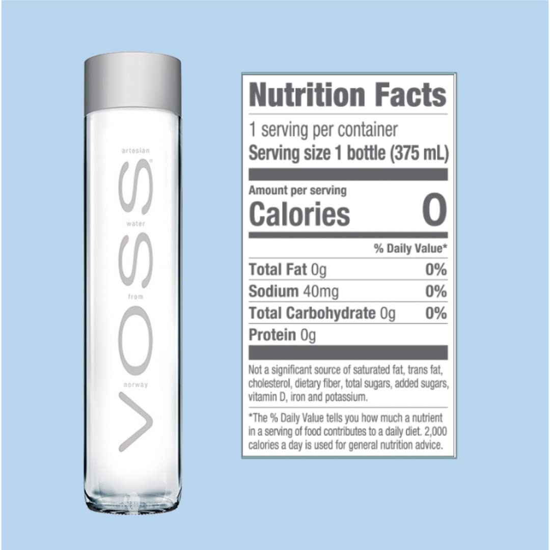 Voss Artesian Still Water From Norway Naturally Pure For A Crisp, Refreshing Taste 375Ml Glass Bottled Water 12.7 Fl Oz (Pack Of