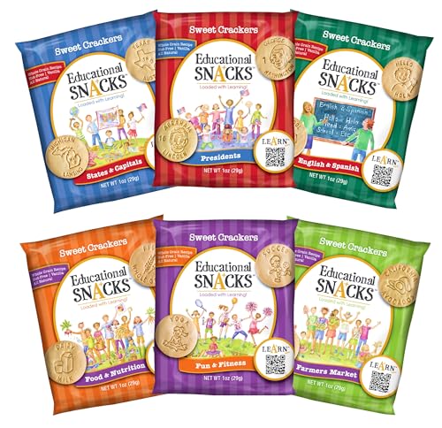 DICK & JANE EDUCATIONAL SNACKS Variety Pack – Nut-Free, All-Natural, 30-Pack, 6 Subjects, 1 Ounce Bags