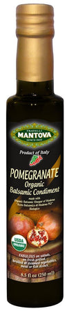 Mantova Organic Pomegranate Balsamic Vinegar, 8.5 Fl Oz, Ideal for Salad Dressing, Pasta, Ice Cream, and Cocktails
