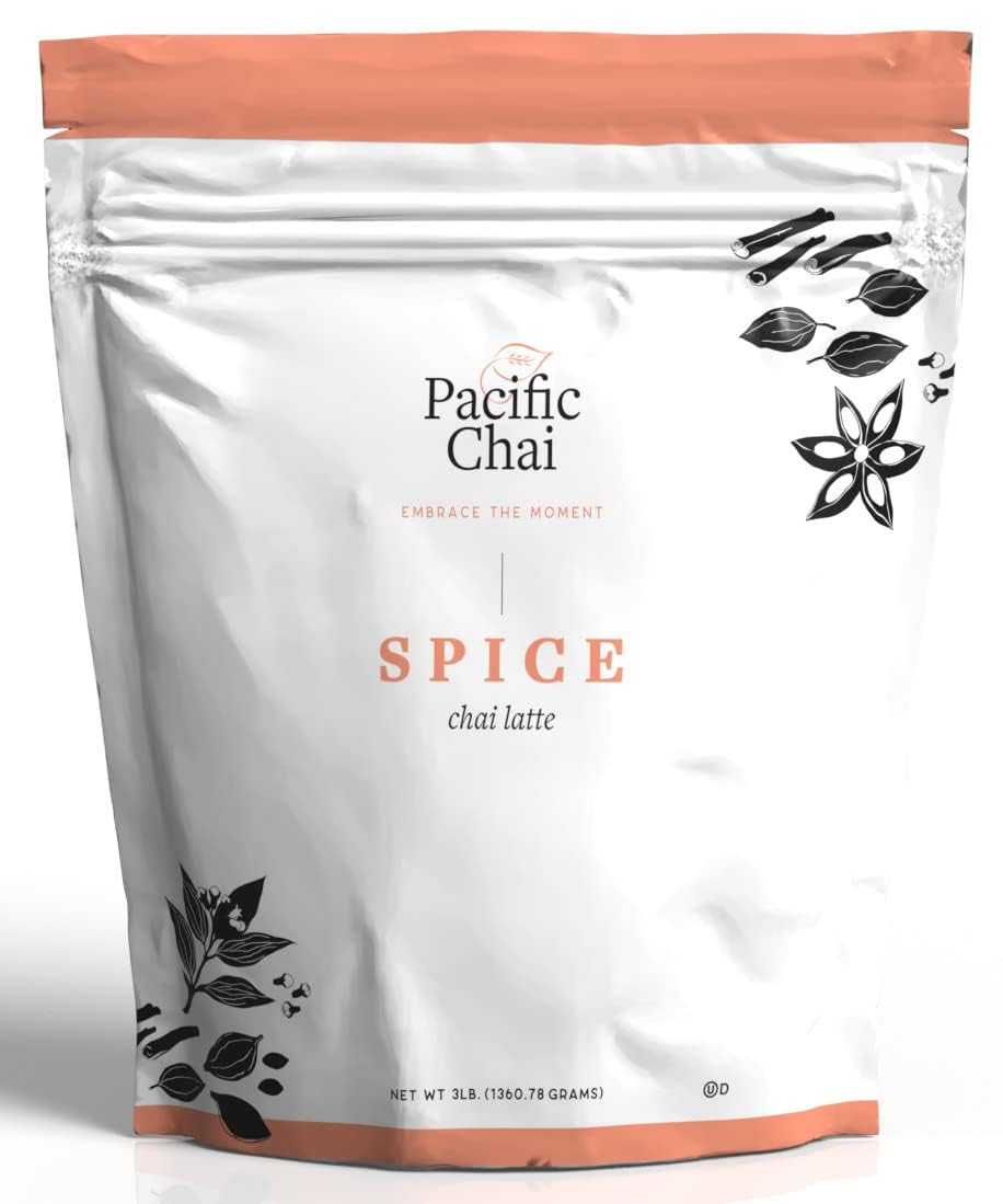 Pacific Chai Spice Chai Latte Powder Mix, Instant Hot, Iced or Blended Chai Tea Latte, 3 lb (Pack of 6)