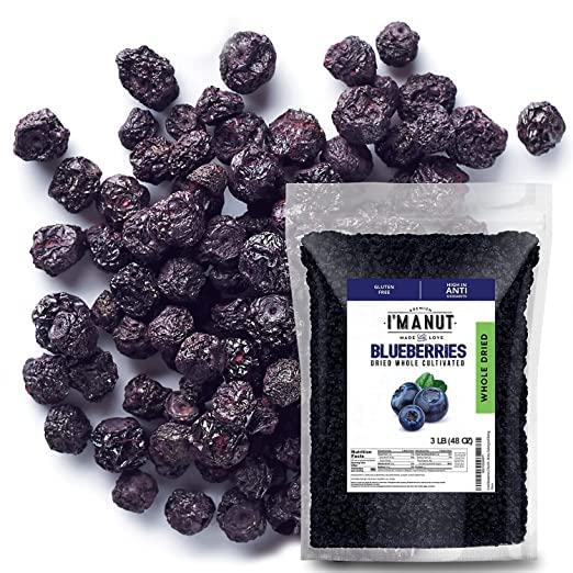 Dried Blueberries 1 lb (16 oz) - Gluten-Free & Peanut-Free  Slightly Sweetened - Great for Baking & Snacking - Berries with Benefits