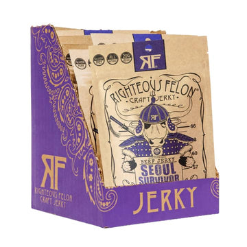 Righteous Felon Beef Jerky - Seoul Survivor Jerky - Gluten-Free Snacks - All-Natural, Locally Sourced & Dried Beef - Low-Sugar, 