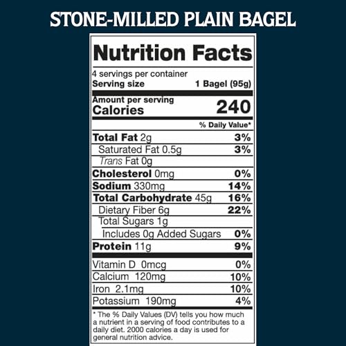One Mighty Mill Whole Wheat Plain Bagels, 100% Organic, Fresh-Milled, Stone-Ground Flour - No Preservatives or Artificial Ingred