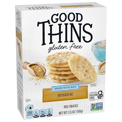 GOOD THINS Sesame Rice Snacks Gluten Free Crackers, Snack Crackers, 3.5 oz (Pack of 2)