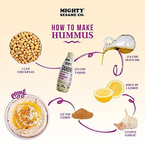 MIGHTY SESAME CO. Organic Tahini Paste, Gluten Free, Vegan, 10.9oz (2 Pack)