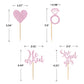 Donoter 24 Pieces Pink Glitter Engagement Cupcake Toppers He Asked She Said Yes Diamond Ring Heart Cupcake Picks For Wedding Bri