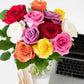 From You Flowers - One Dozen Rainbow Roses with Glass Vase | Fresh Flower Bouquets for Birthday  Anniversary  Get Well or Celebration