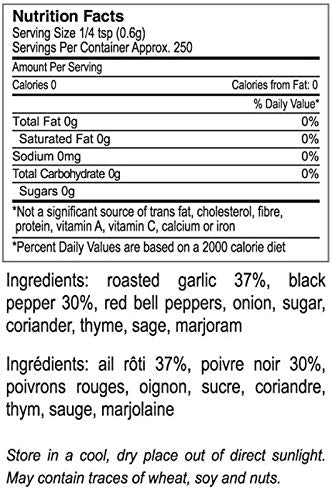 The Gourmet Collection Spice Blends Roasted Garlic And Red Bell Pepper Blend - Garlic Powder Seasoning For Cooking - Salt Free -