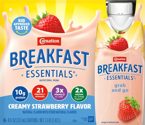 Carnation Breakfast Essentials Ready To Drink Nutritional Breakfast Drink, Creamy Strawberry, 6 - 8 Fl Oz Bottles