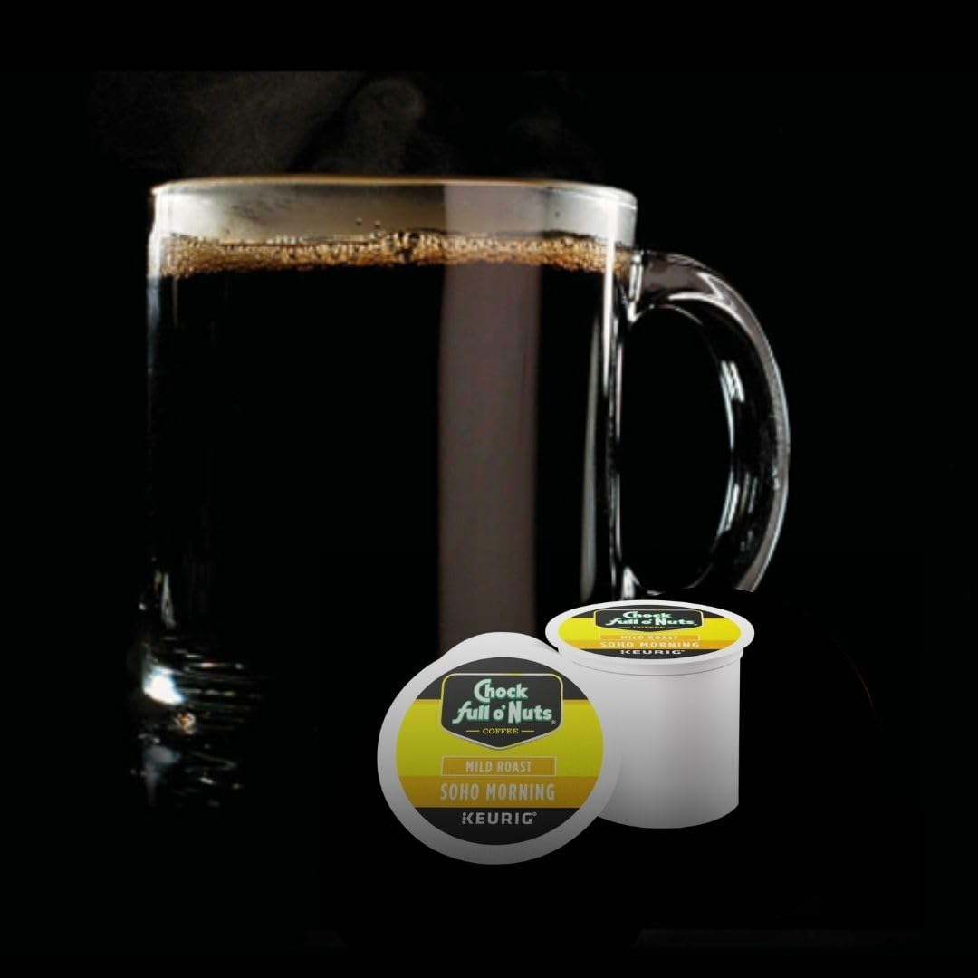 Chock Full o Nuts Soho Morning Coffee, Mild Roast, Compatible with K-Cup Pods, 12 Count (Pack of 6)