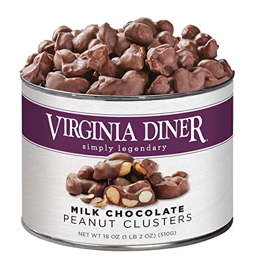 Virginia Diner Chocolatey Peanut Clusters - Gourmet Roasted Nuts in Milk Chocolate - Limited Edition Tin - 18oz