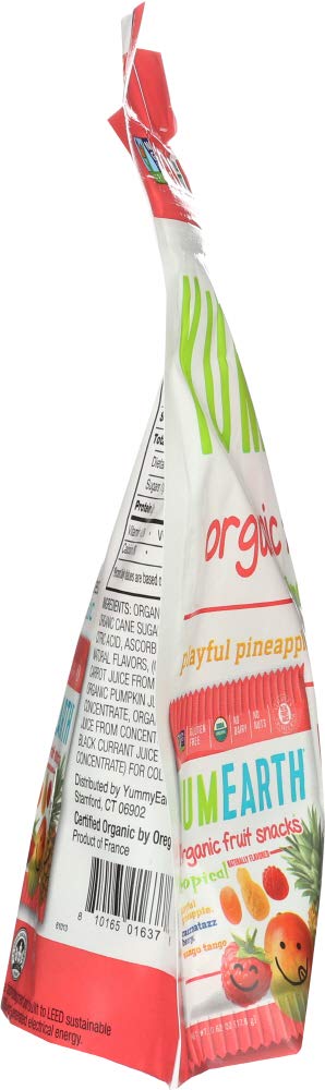 Yumearth Gluten Free Fruit Snacks, Tropical, 5 Snack Packs, 0.7 Oz (19.8 G) Each