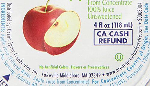 Ocean Spray 100% Apple Juice Cups, 4 Ounce (Pack Of 48)