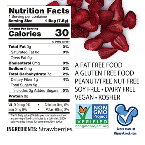 Brothers All Natural, Disney Strawberry Freeze Dried Fruit Crisps, Gluten Free, Non-Gmo, Nothing Added, 0.26 Oz. (Pack Of 12)