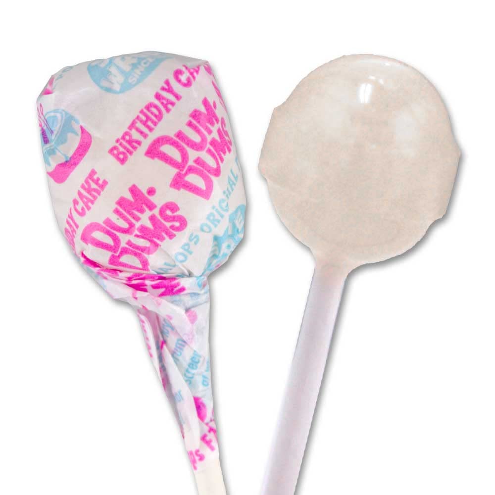 Dum Dums Birthday Cake Lollipops - 1-50 Count Bag - White