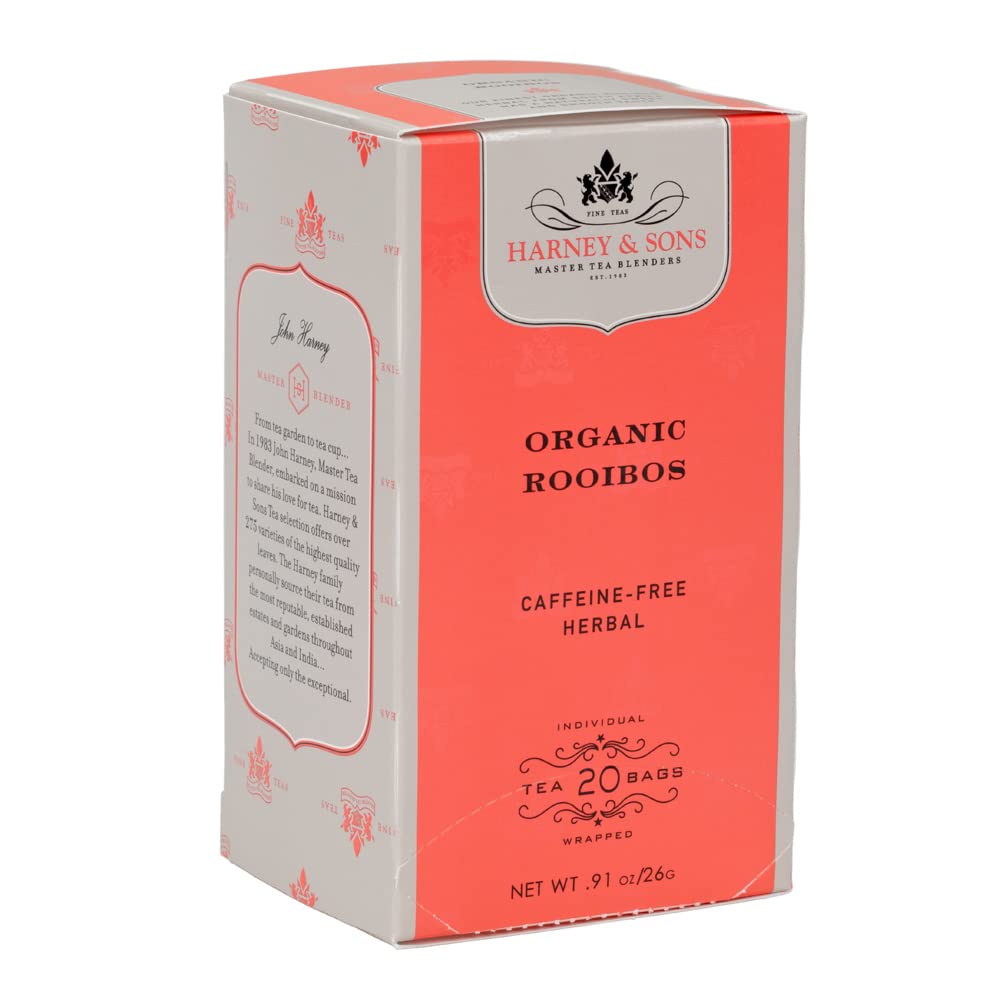 Harney & Sons Organic Rooibos Premium Tea, 20 Count, Rooibos Flavor, Model HSF30081