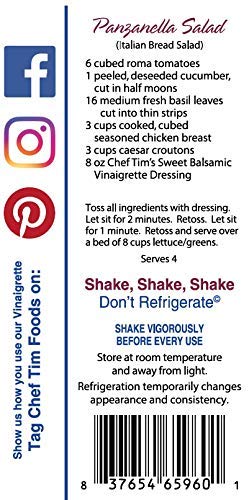 Chef Tims Sweet Balsamic Vinaigrette 12 oz. (Pack of 3) Salad Dressing & Marinade Shake, Shake, Shake. Dont Refrigerate